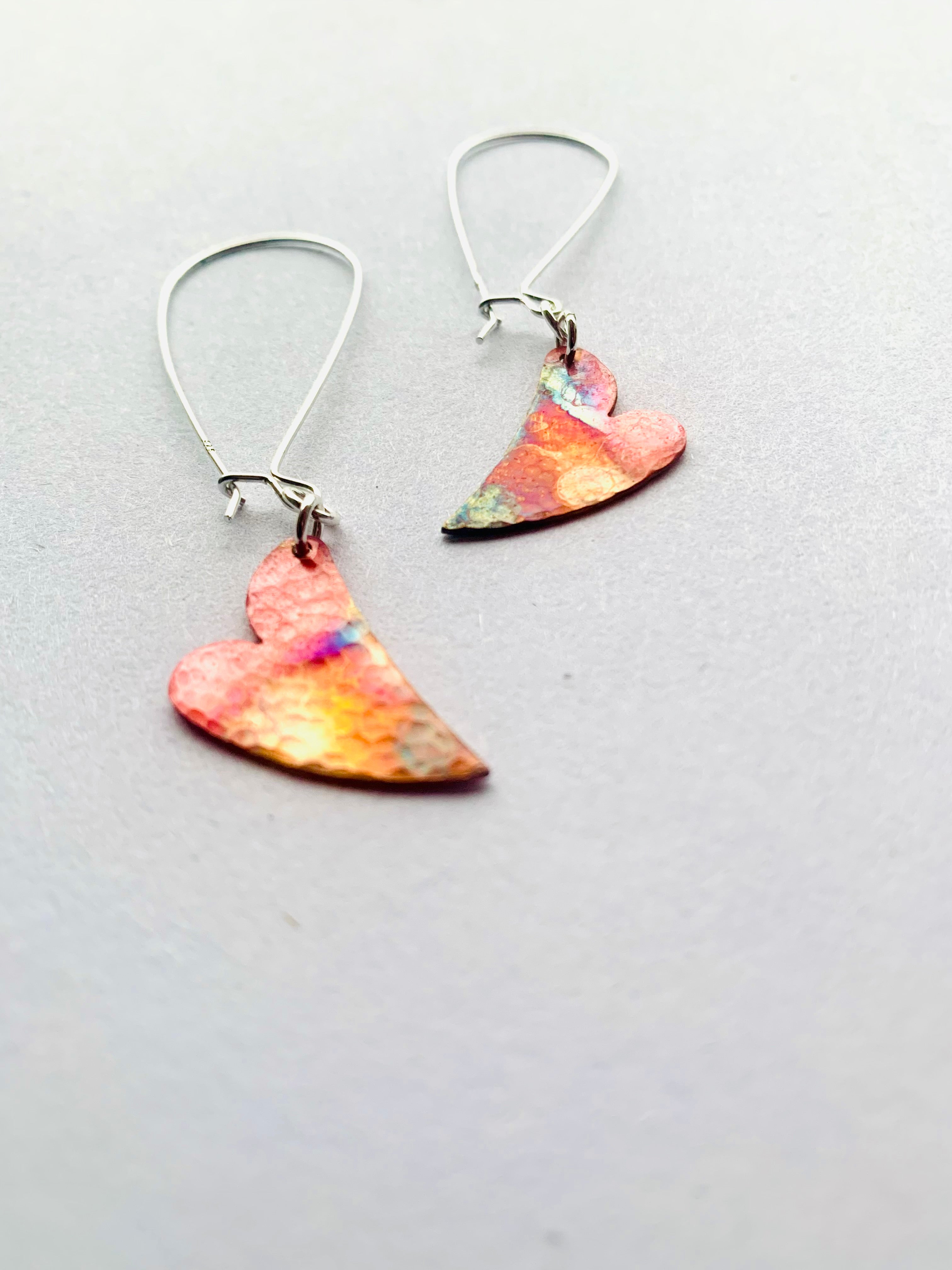 Rainbow Heart Copper earrings