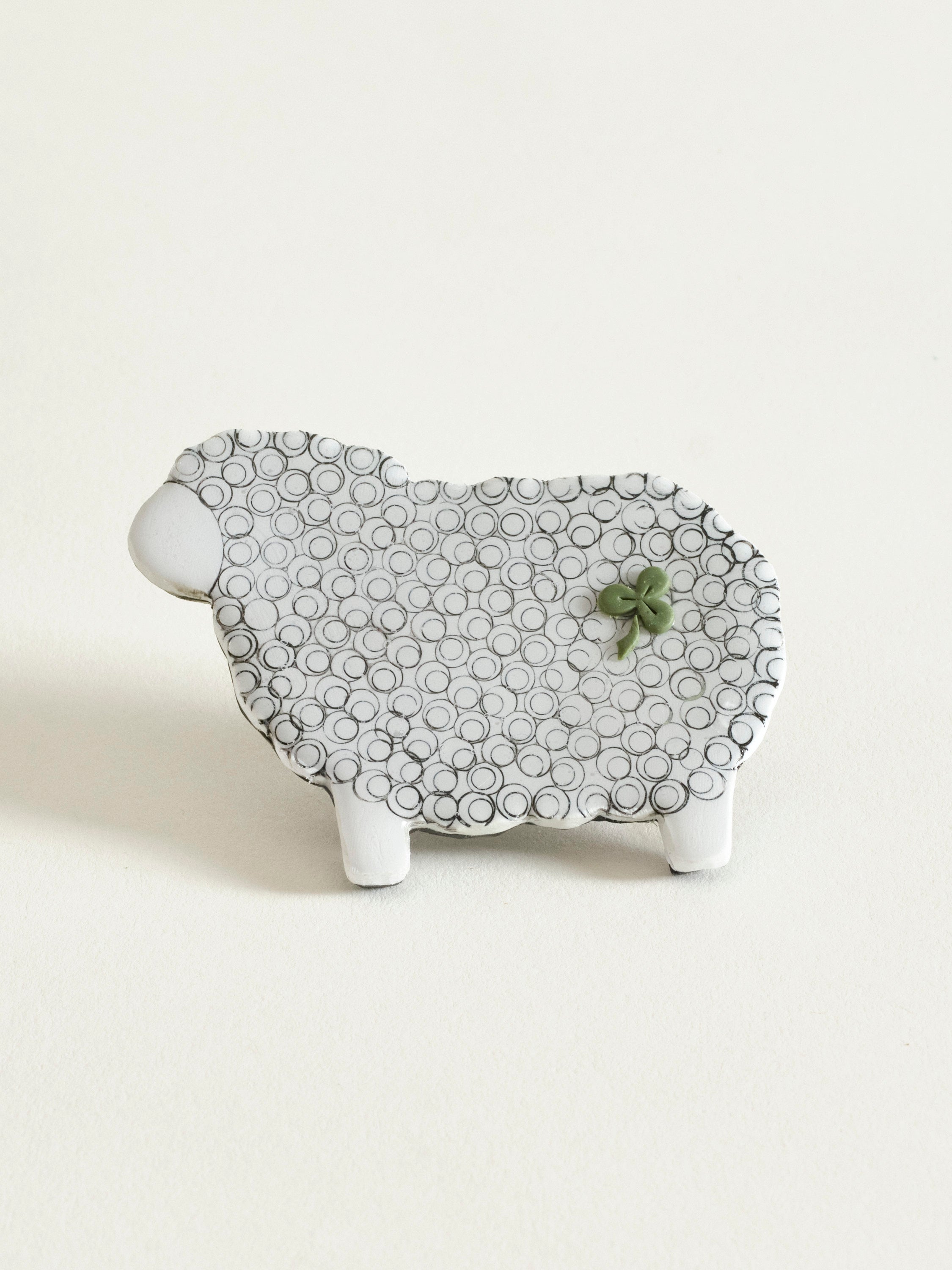 Sheep Brooch with Shamrock