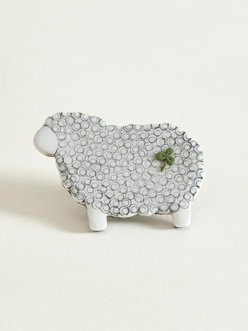 Sheep Brooch with Shamrock
