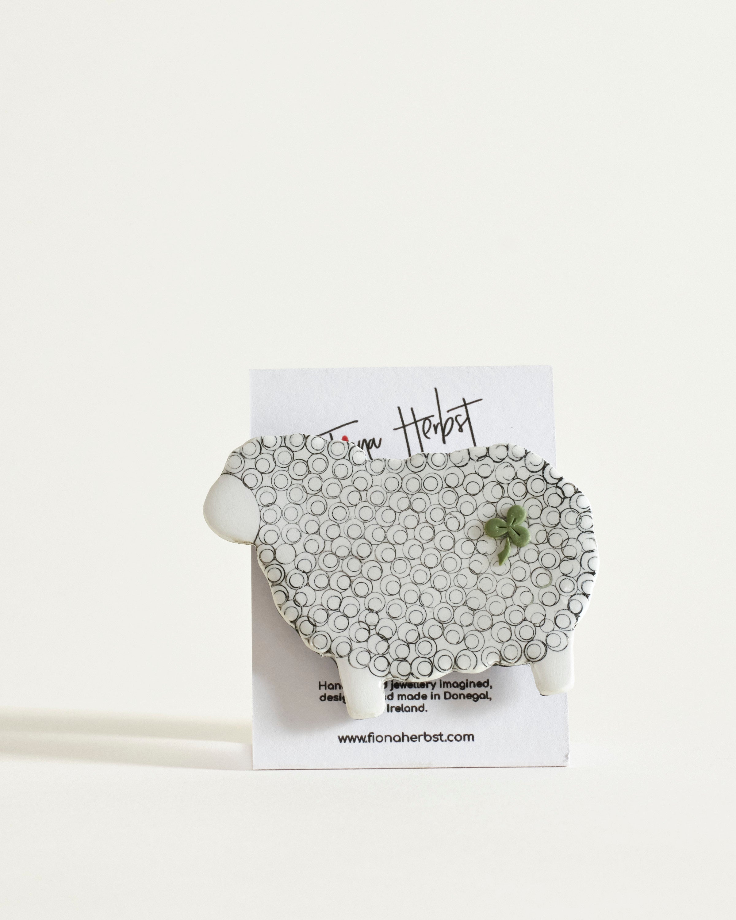 Sheep Brooch with Shamrock