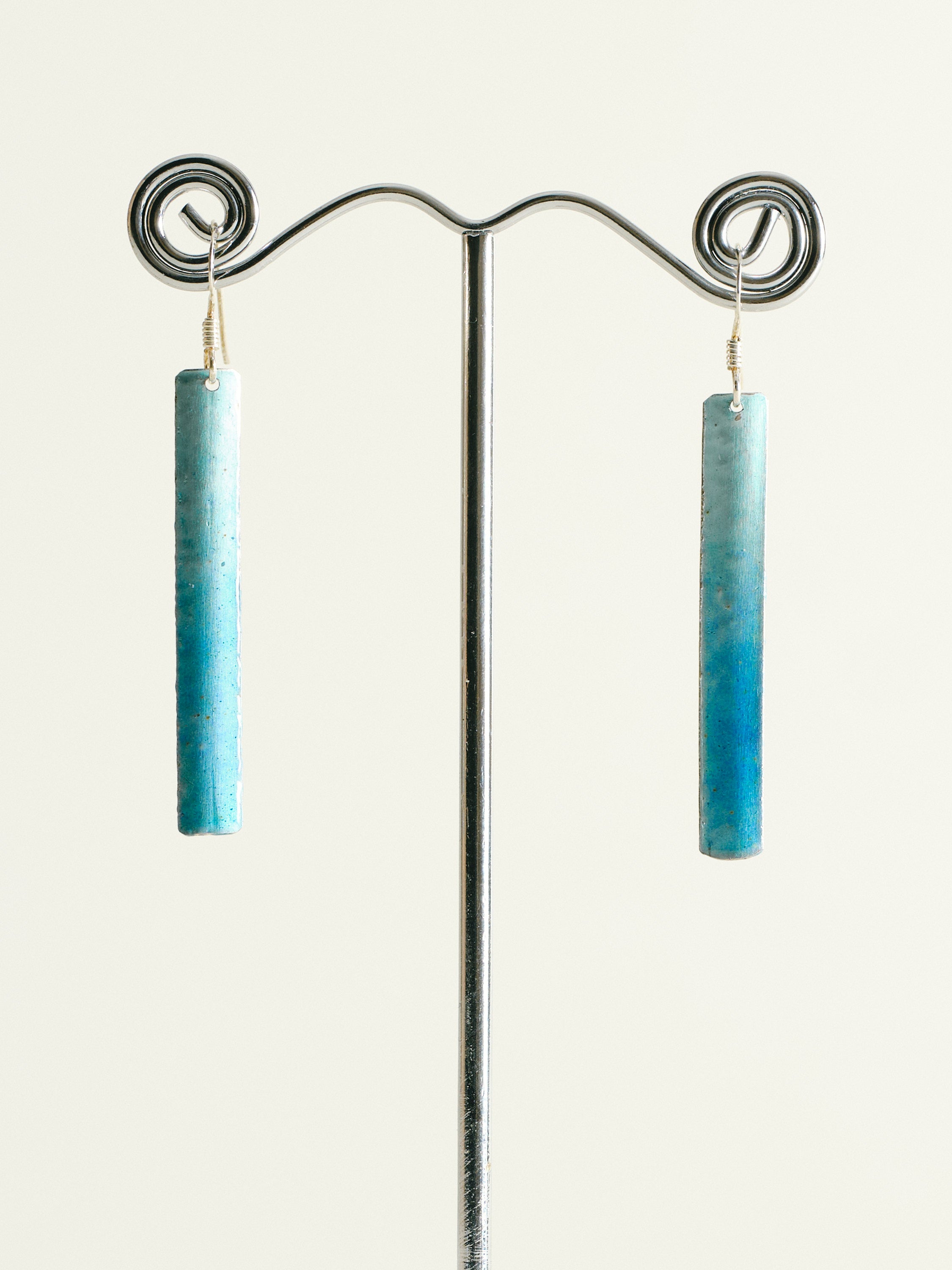 Sterling Silver Long Rectangle Earrings