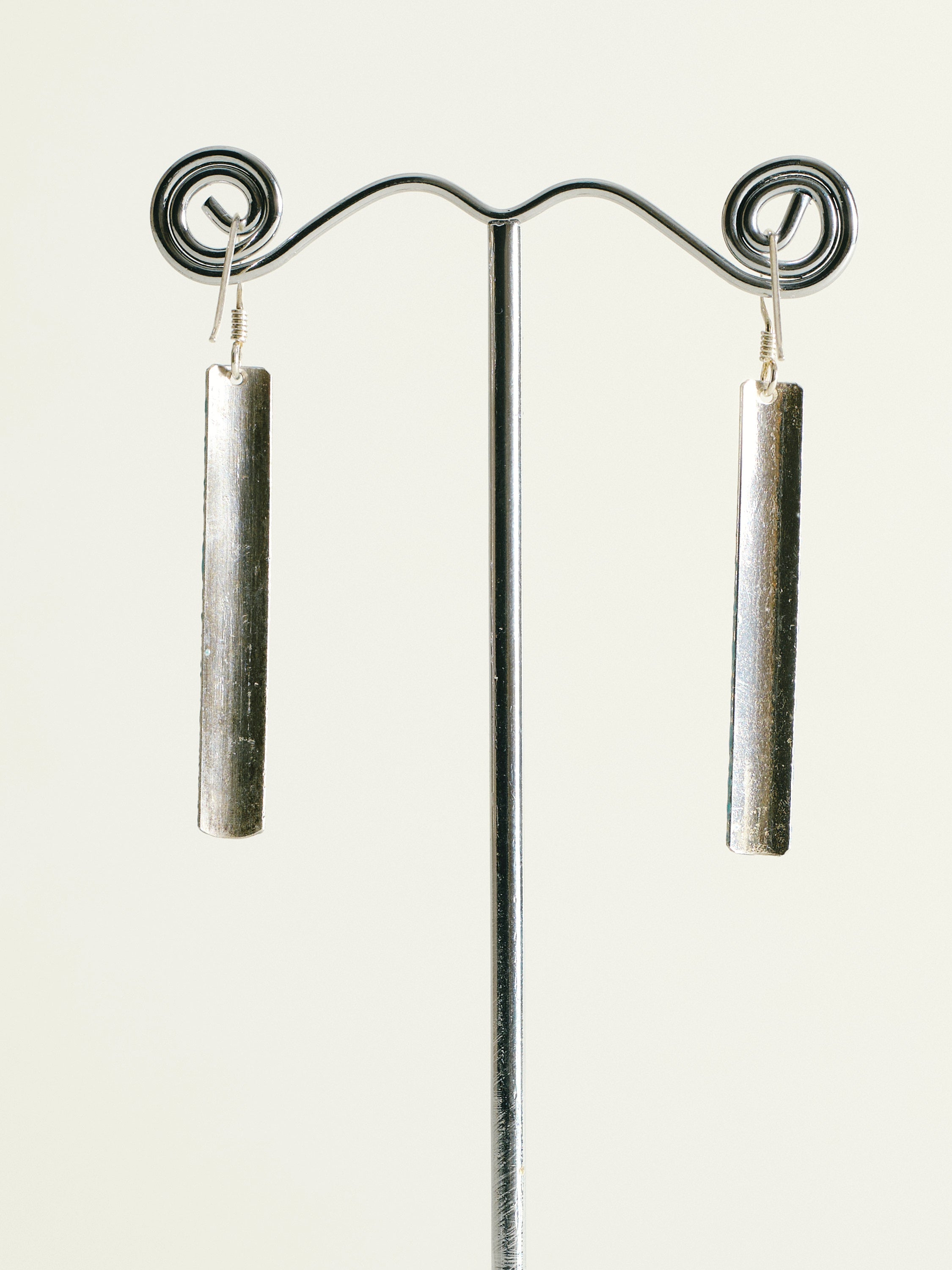 Sterling Silver Long Rectangle Earrings