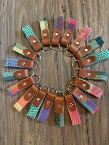 Tweed and leather keyring
