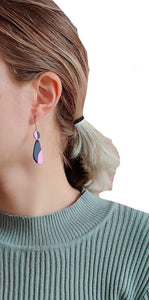 Dangle Earring in Navy Blue and Pink