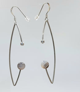 Marquise style (boat shape)  wire earrings with bead