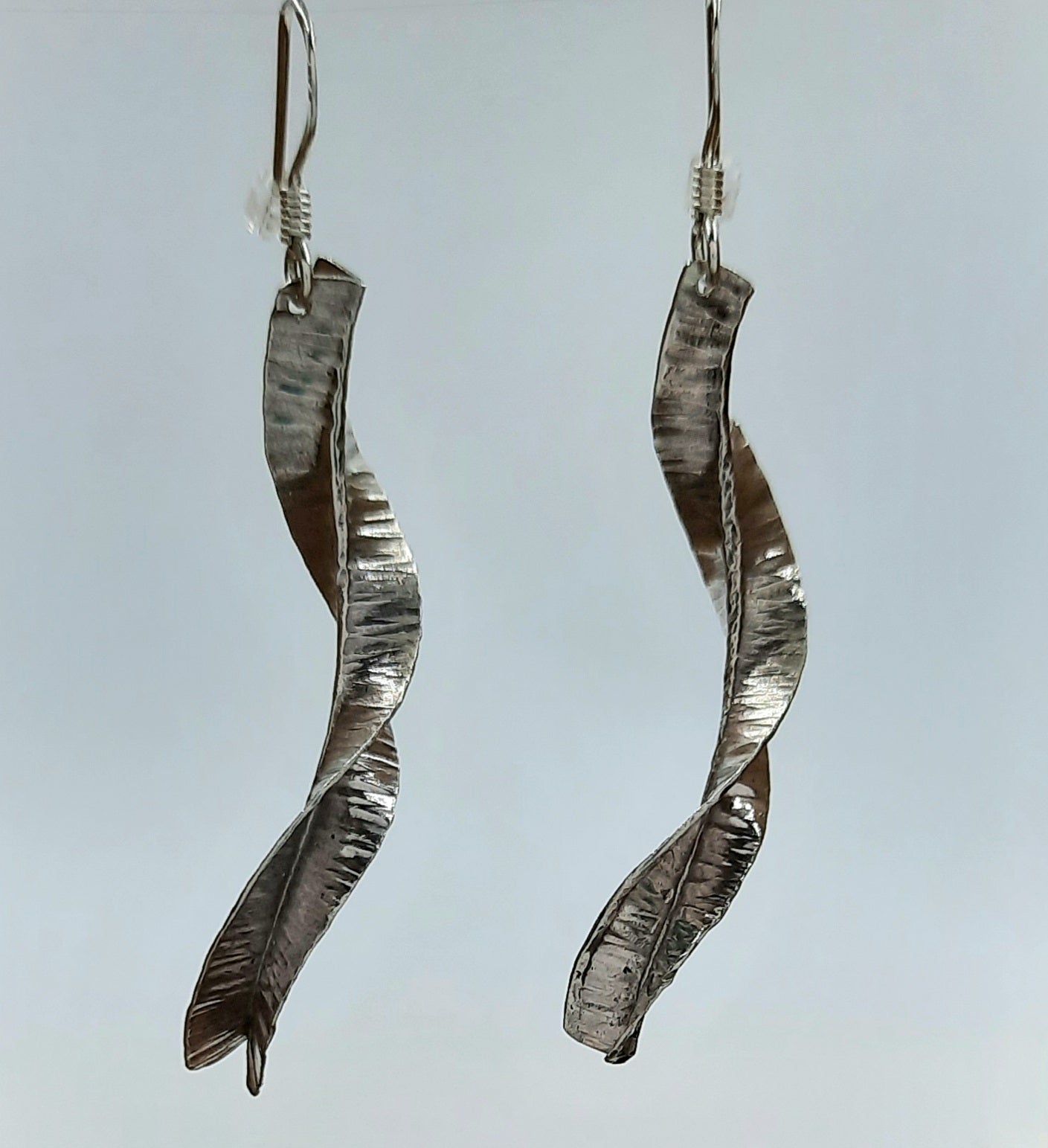 Organic twisted and hammered earrings