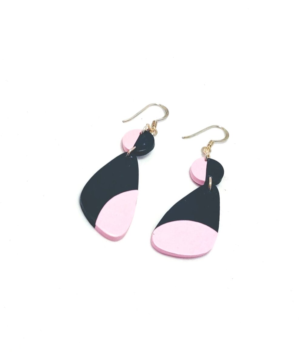 Dangle Earring in Navy Blue and Pink