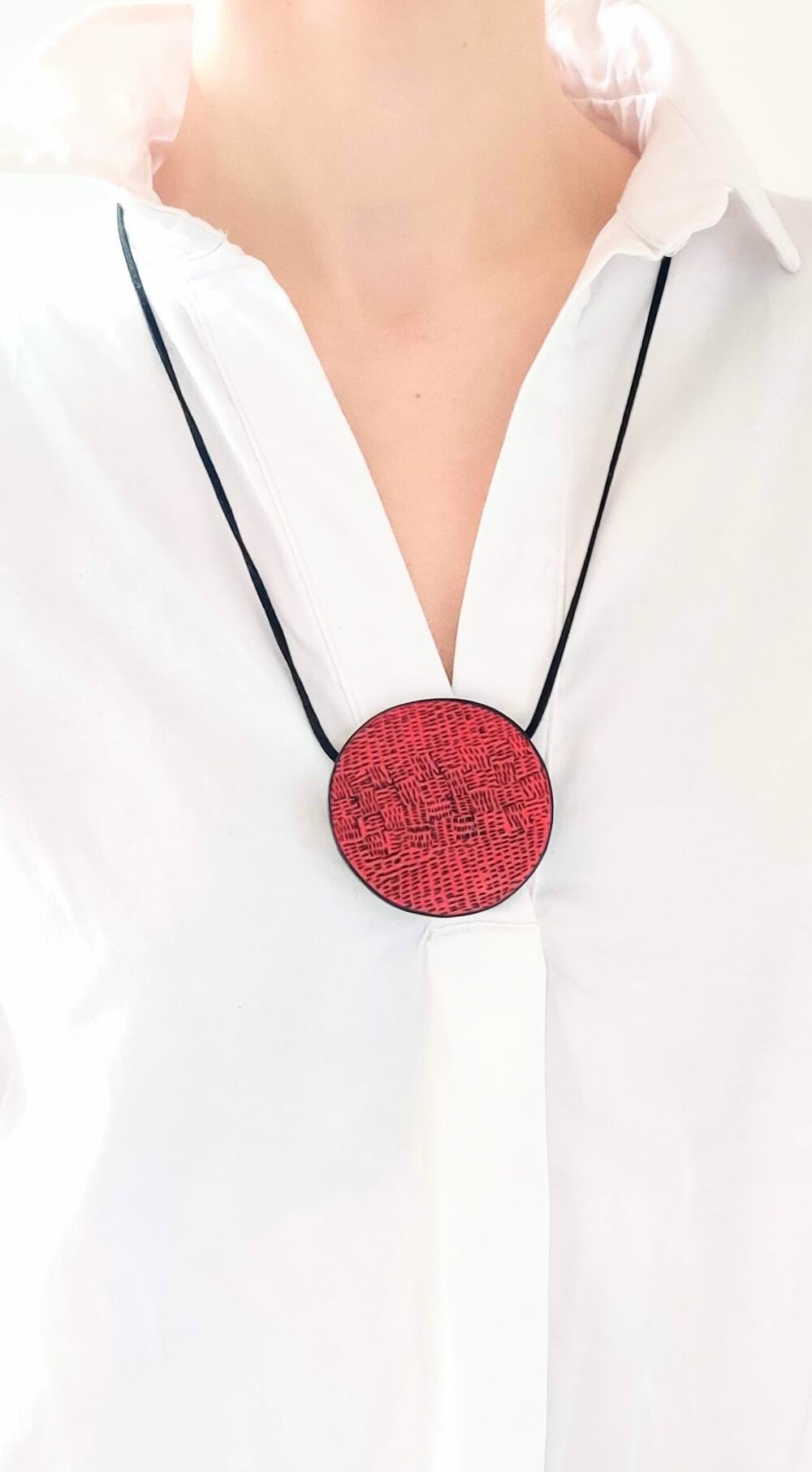 RED HUGH PENDANT - polymer clay necklace
