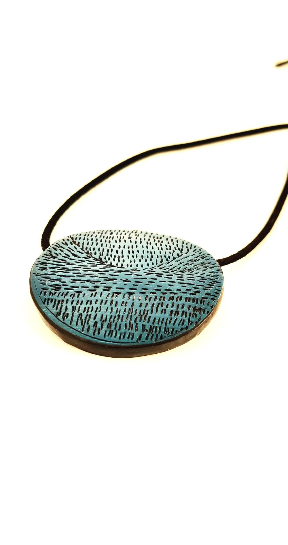 BLUE EARL PENDANT -  Polymer Clay Necklace