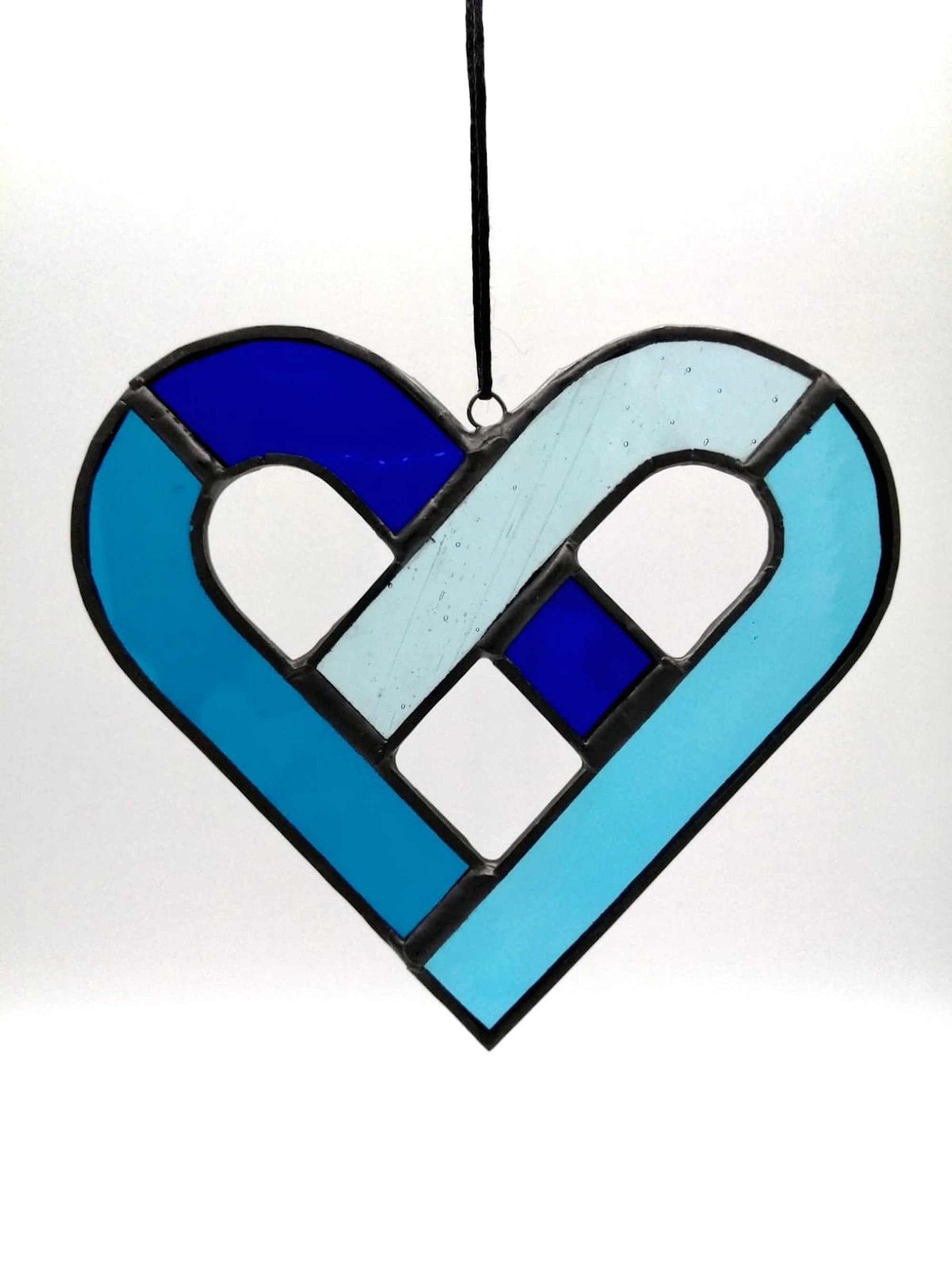 Celtic Heart Stained Glass | Blue | Celtic knot | Sun catcher | Made in Ireland | Gifts for men | Valentine | Love | Tiffany glass