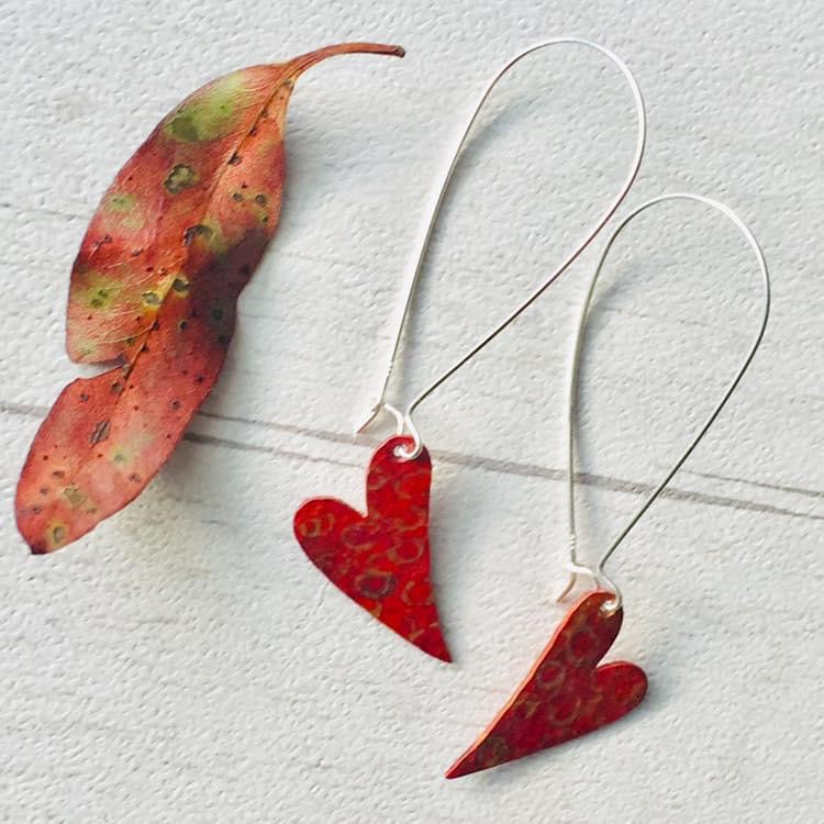 Red Heart Copper earrings