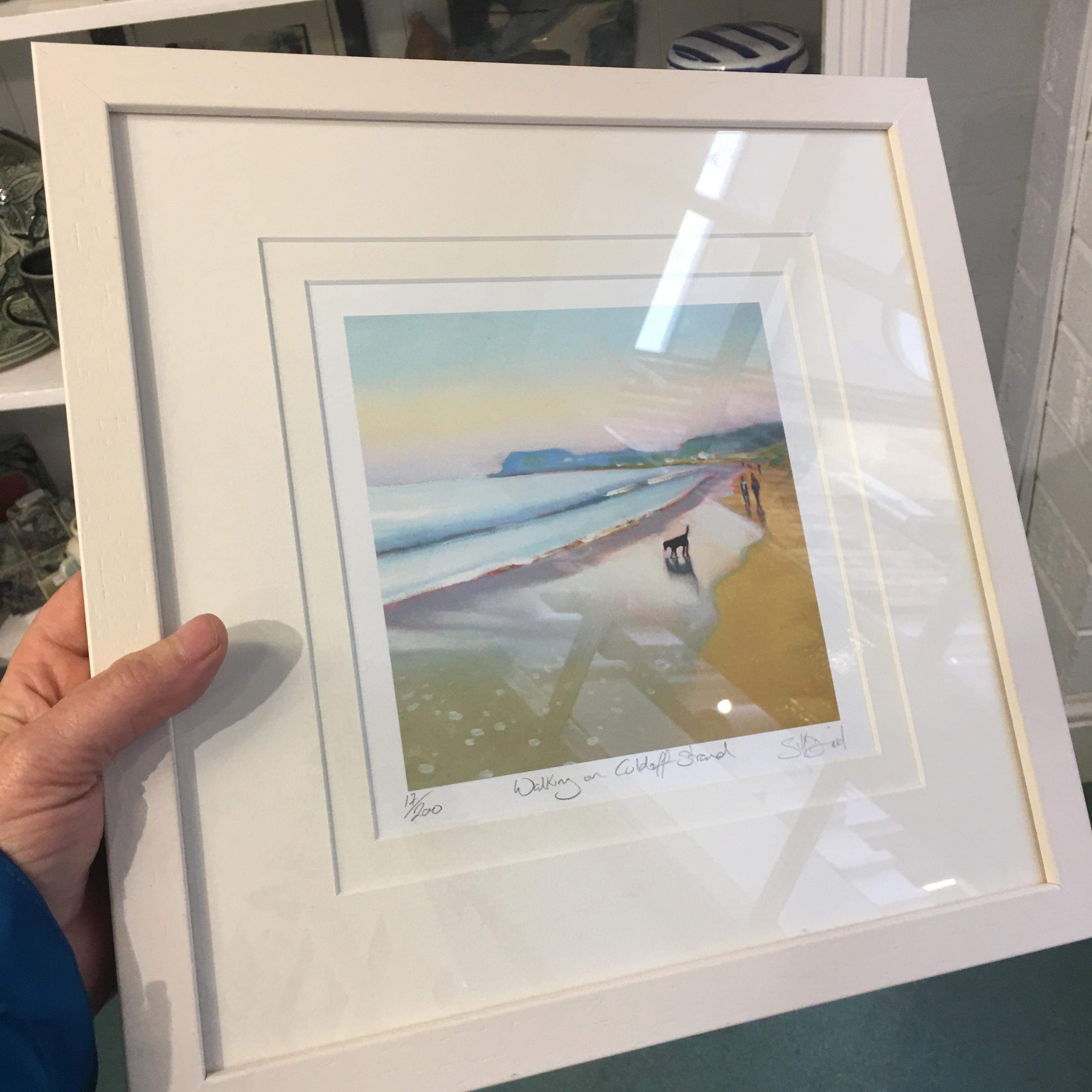 Sharon McDaid framed print - Walking on Culdaff Beach